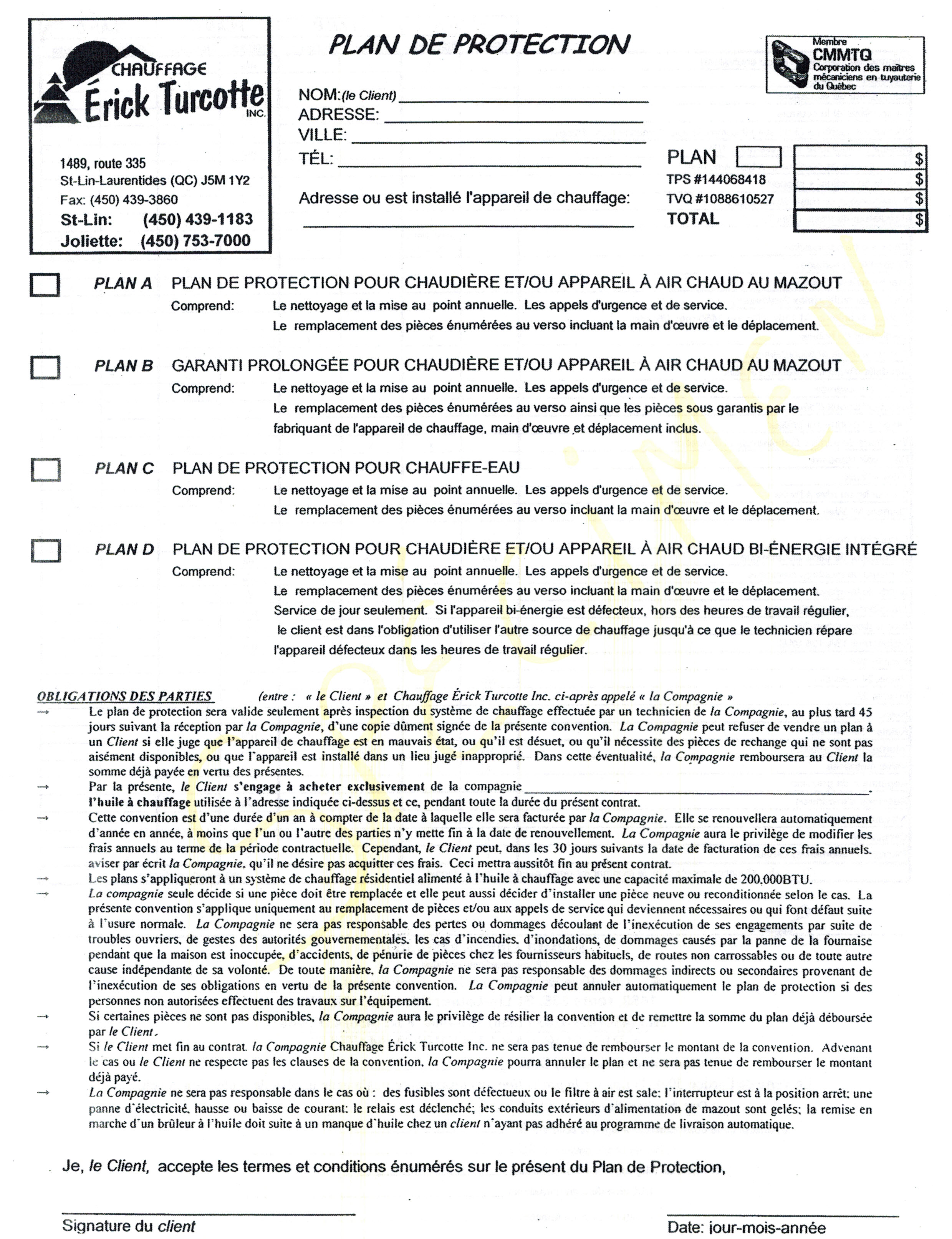 Plan Protection / Chauffage et Climatisation Joliette