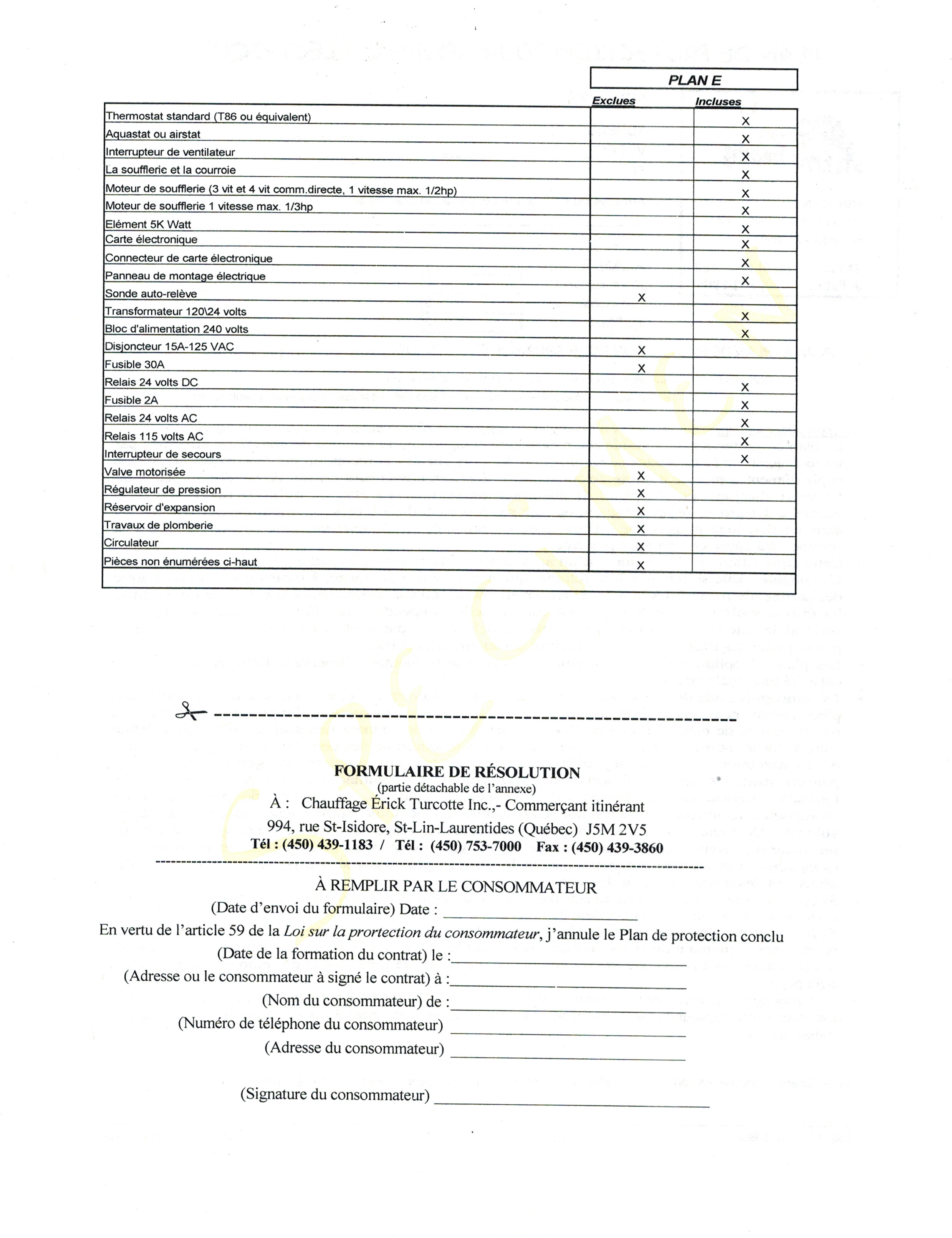 Plan Protection électrique / Chauffage et Climatisation Joliette
